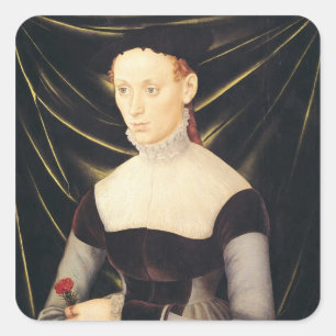 Frau mit Nelke Quadratischer Aufkleber