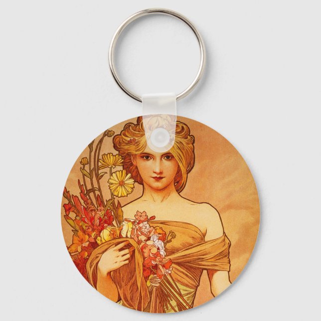 Frau mit Oragna Bouquet Schlüsselanhänger (Vorderseite)