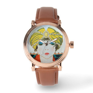 FRAU MIT ORIENTAL YELLOW TURBAN / Beauty Fashion Armbanduhr
