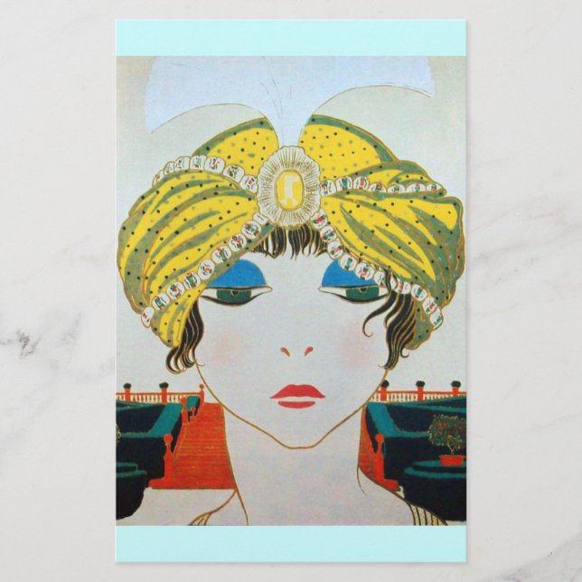 FRAU MIT ORIENTAL YELLOW TURBAN / Beauty Fashion Briefpapier (Vorderseite)