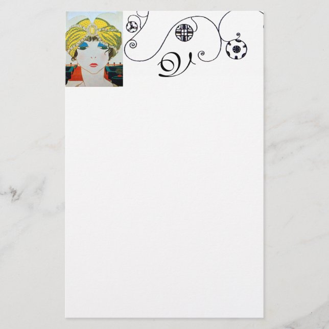 FRAU MIT ORIENTAL YELLOW TURBAN / Beauty Fashion Briefpapier (Vorderseite)