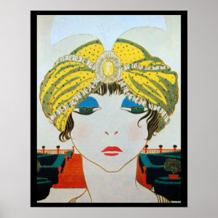 FRAU MIT ORIENTAL YELLOW TURBAN / Beauty Fashion Poster