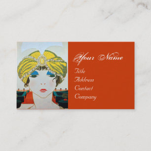 FRAU MIT ORIENTAL YELLOW TURBAN / Beauty Fashion Visitenkarte