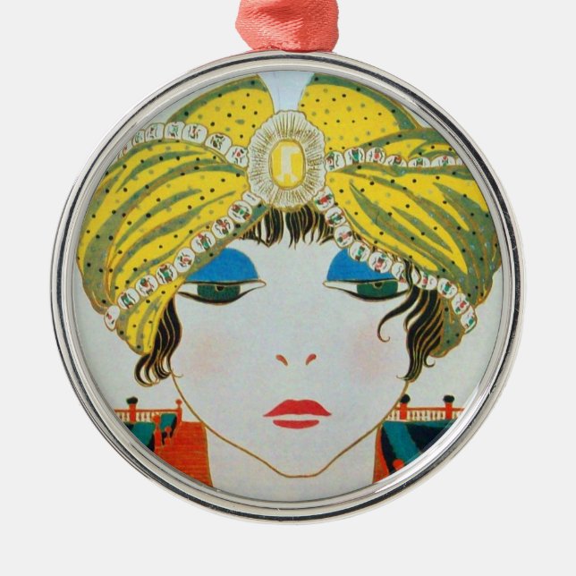 FRAU MIT ORIENTAL YELLOW TURBAN SILBERNES ORNAMENT (Vorne)