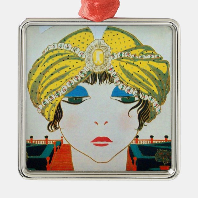 FRAU MIT ORIENTAL YELLOW TURBAN SILBERNES ORNAMENT (Vorne)
