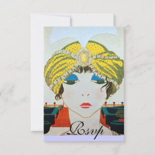 FRAU MIT ORIENTAL YELLOW TURBAN UAWG RSVP KARTE