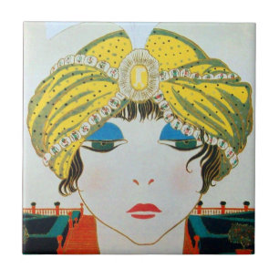 FRAU MIT ORIENTALISCHEM GELBEN TURBAN / Schönheit Fliese