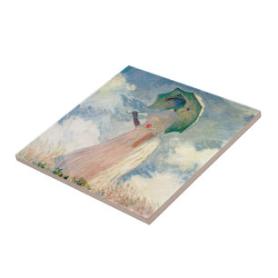 Frau mit Parasol Claude Monet Vintage Kunst Fliese