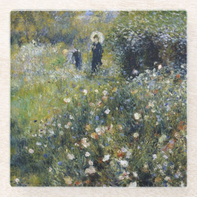 Frau mit Parasol im Garten von Auguste Renoir Glasuntersetzer (Vorderseite)