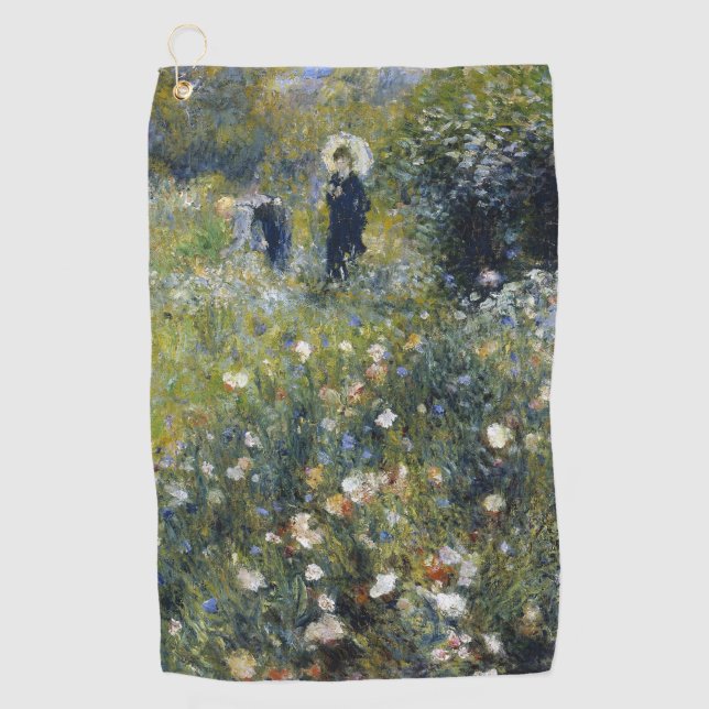 Frau mit Parasol im Garten von Auguste Renoir Golfhandtuch (Vorderseite)