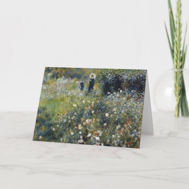 Frau mit Parasol im Garten von Auguste Renoir Karte (Vorderseite)