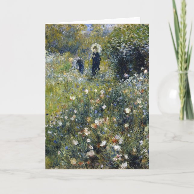 Frau mit Parasol im Garten von Auguste Renoir Karte (Vorderseite)