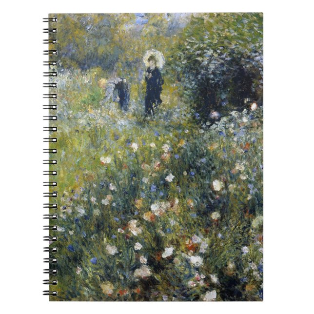 Frau mit Parasol im Garten von Auguste Renoir Notizblock (Vorderseite)