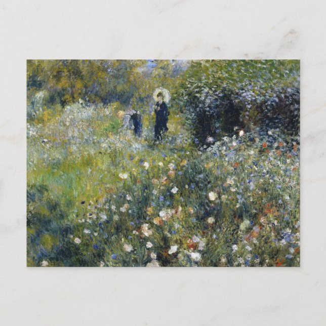 Frau mit Parasol im Garten von Auguste Renoir Postkarte (Vorderseite)