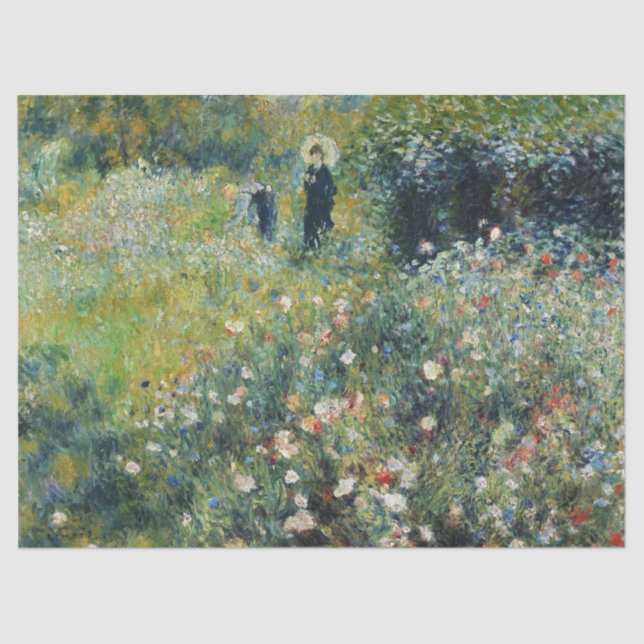 Frau mit Parasol im Garten von Auguste Renoir Seidenpapier (Vorderseite)
