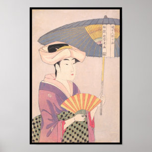 Frau mit Parasol Kitagawa Utamaro japanese Dame Poster