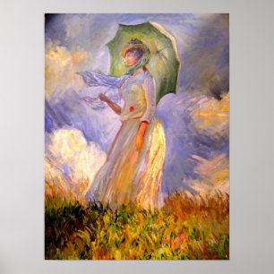 Frau mit Parasolbezug Links - Leinwand drucken Poster