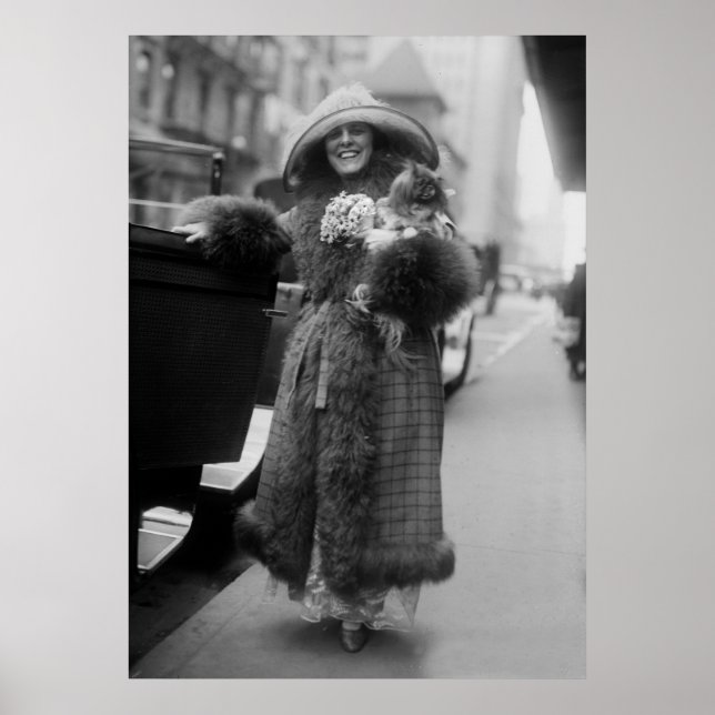 Frau mit Pekingese, Anfang des 19. Jahrhunderts Poster (Vorne)