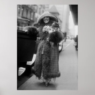 Frau mit Pekingese, frühe 1900s Poster