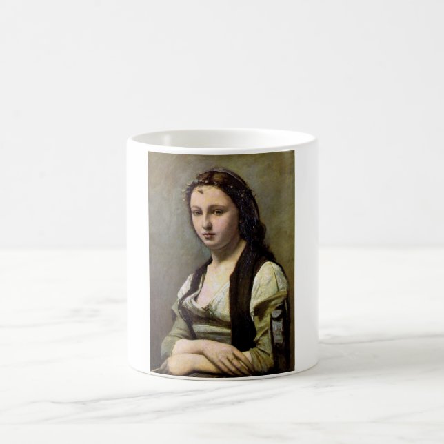 Frau mit Perle, Camille Corot, 1868-1870 Kaffeetasse (Mittel)