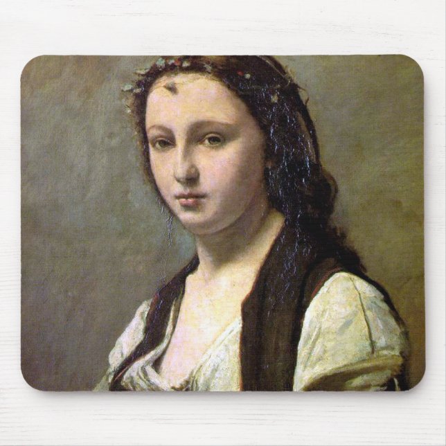 Frau mit Perle, Camille Corot, 1868-1870 Mousepad (Vorne)