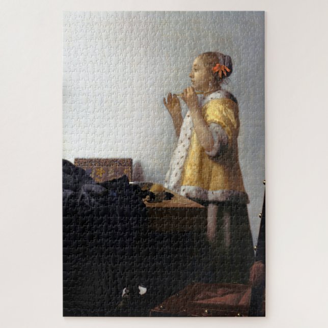 Frau mit Perlenschnur, Johannes Vermeer Puzzle (Vertikal)