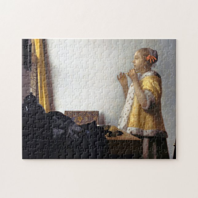 Frau mit Perlenschnur, Johannes Vermeer Puzzle (Horizontal)
