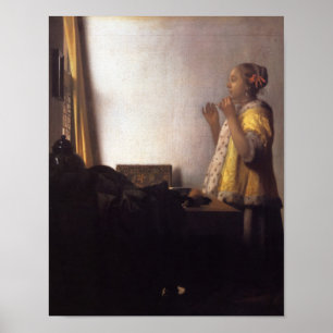 Frau mit Perlenschnur Poster