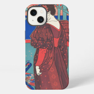 Frau mit Pfauen Art Nouveau Vintage Fine Art iPhone Hülle