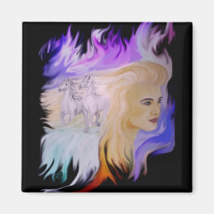 Frau mit Pferd Magnet