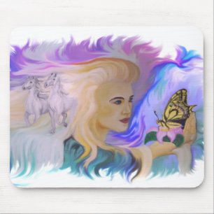 Frau mit Pferd Mousepad