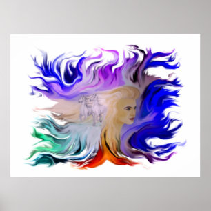 Frau mit Pferd Poster