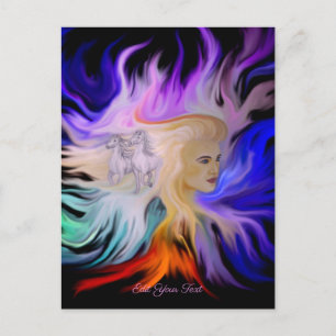 Frau mit Pferd Postkarte