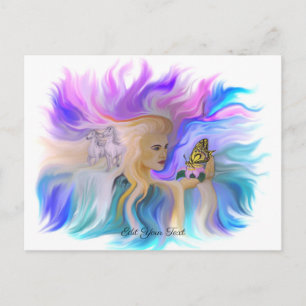 Frau mit Pferd und Schmetterling Postkarte