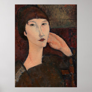 Frau mit Ponyfrisur von Amedeo Modigliani Poster