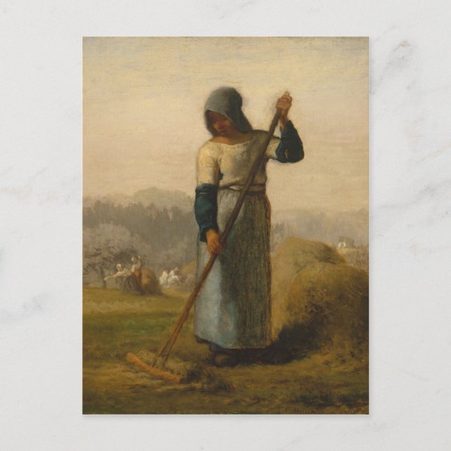 Frau mit Rake - Jean-François Millet Postkarte (Vorderseite)