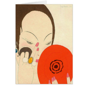 FRAU MIT RED MIRROR Deko Beauty Fashion Makeup