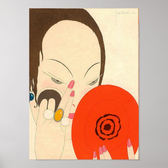 FRAU MIT RED MIRROR Deko Beauty Fashion Makeup (Vorne)