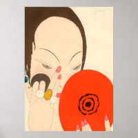FRAU MIT RED MIRROR Deko Beauty Fashion Makeup
