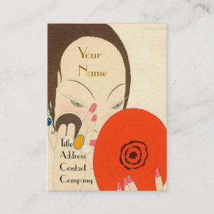 FRAU MIT RED MIRROR Deko Beauty Fashion Makeup Visitenkarte