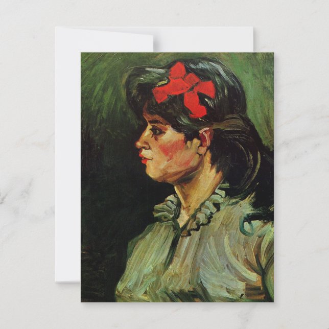 Frau mit Red Ribbon Portrait von Vincent van Gogh (Vorderseite)