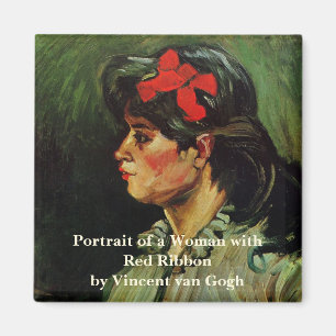 Frau mit Red Ribbon Portrait von Vincent van Gogh Magnet