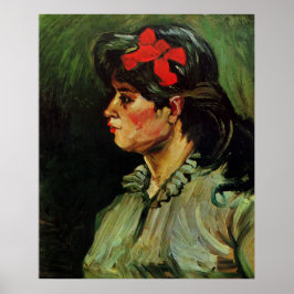 Frau mit Red Ribbon Portrait von Vincent van Gogh Poster
