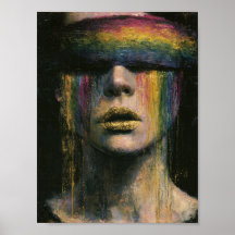Frau mit Regenbogenblindfold