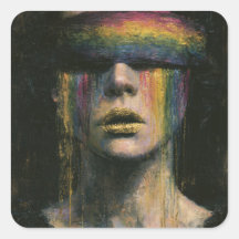 Frau mit Regenbogenblindfold