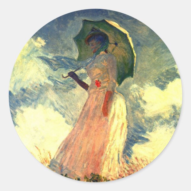 Frau mit Regenschirm von Claude Monet Stickers (Vorderseite)