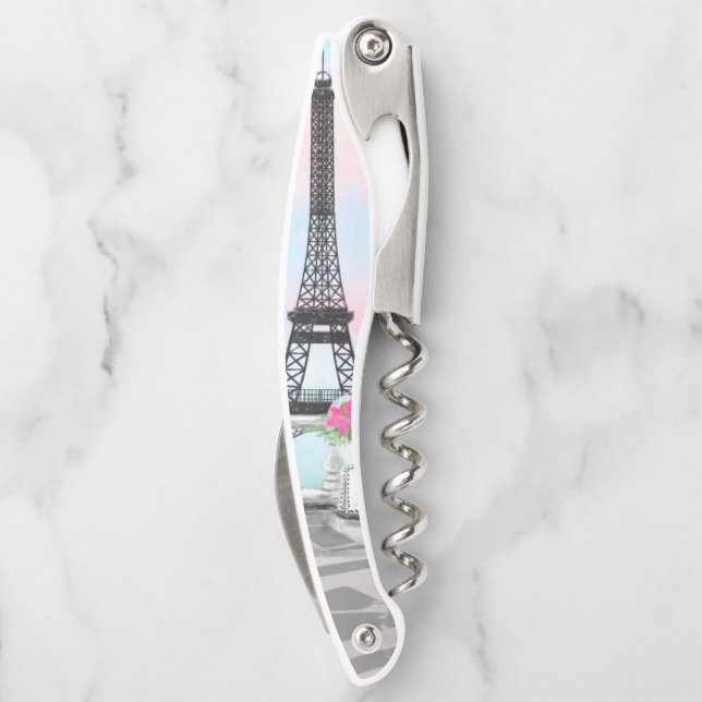 Frau mit rosa Ballon in Paris Corkschraube Kellnermesser (Rückseite)