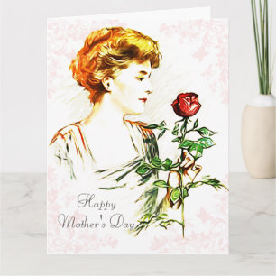 Frau mit Rose-Grußkarte Karte