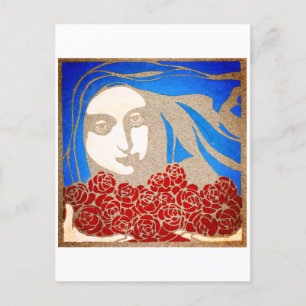 Frau mit Rose Postkarte