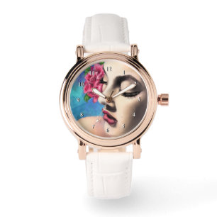 Frau mit Rote Rose Watch Armbanduhr